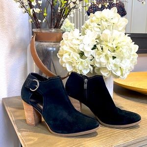 Off broadway black suede booties